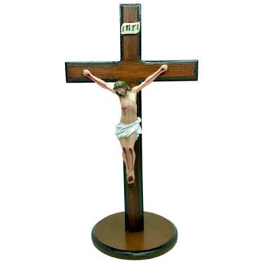 Imagem de Crucifixo De Mesa Resina E Madeira Decor Casa Altar M - AY