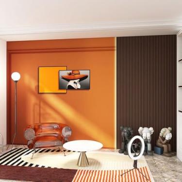Imagem de ESSMOKO Papel de parede autoadesivo de PVC laranja cor sólida sala de estar quarto dormitório escritório fundo parede