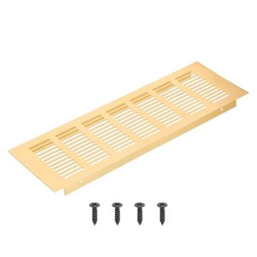 Imagem de PATIKIL Grade de ventilação retangular de 30 x 10 cm, tampa de ventilação de alumínio com parafusos de montagem para guarda-roupa de porta de armário de armário, dourado