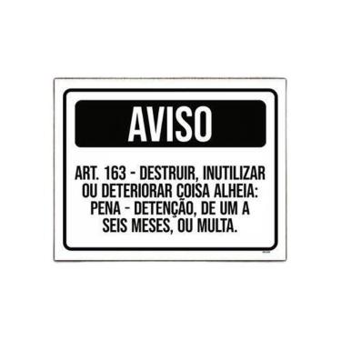 Imagem de Placa Sinalização - Aviso Proibido Destruir Deteriorar 27X35