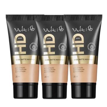 Imagem de Kit 3 Base Líquida Alta Cobertura Facial Matte Nano HD V230 Make 26ml 