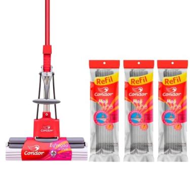 Imagem de Kit 1 Rodo Mágico Condor Mop PVA Com Cabo 3 Refil Mop Limpa e Seca