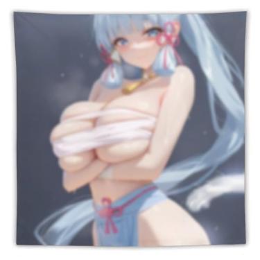 Imagem de LIEGBMEU Tapeçaria sexy de menina anime sexy 152 x 152 cm arte de colcha de parede decoração de tapeçaria caprichosa AE15