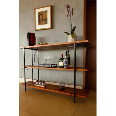 Imagem de Aparador Buffet Madeira Cantinho do Café Estilo Industrial Ferro e Mad