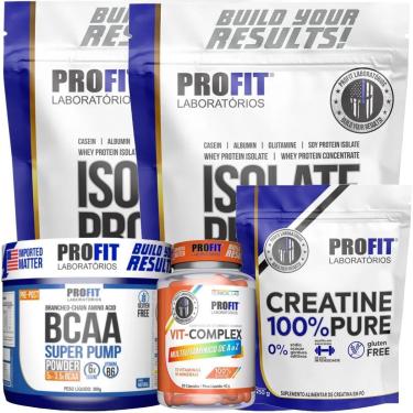 Imagem de 2X WHEY ISOLADO 900G l CREATINA PURA 250G l MULTIVITAMÍNICO 90 CÁPSULAS l BCAA 300G l PROFIT-Unissex