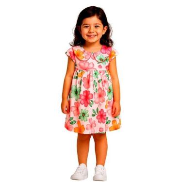 Imagem de Vestido Infantil Menina Cotton Rosa com Estampa Floral KYLY 1000982, 3