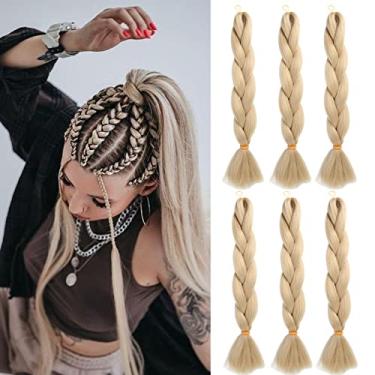 Imagem de Extensões de cabelo trançadas jumbo sintéticas Flosius Jumbo Tranças com Glitter Trança Flosius 6 Pacotes para Trança de Crochê Torcido Trança de Cabelo 61 cm (24#)