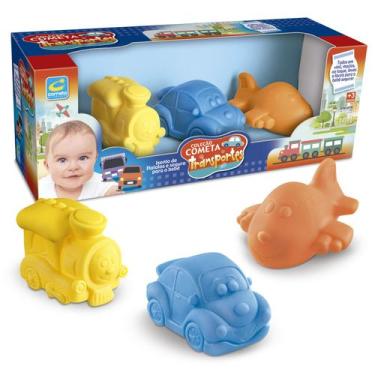 Imagem de Kit 03 Brinquedos de Banho Soft Car Mordedor Macio e Fofinho - Cometa 