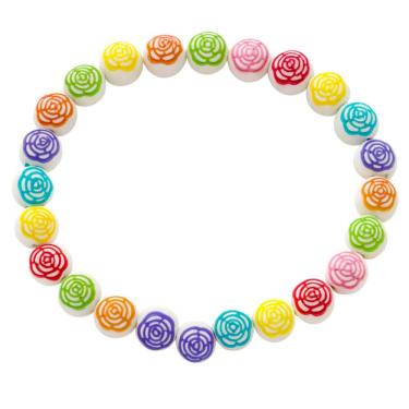 Imagem de Pulseira Erê Coloridas Rosas em Relevo Color 10 mm