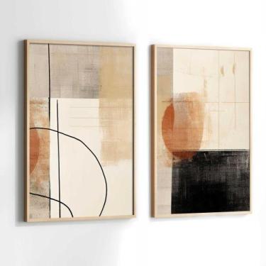 Imagem de Conjunto Quadros Decorativos com Moldura Abstrato Moderno Geometrico M