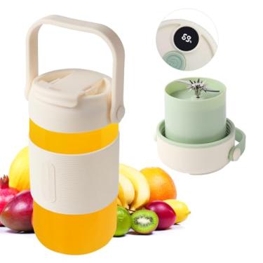 Imagem de Syaws Liquidificador portátil, liquidificador pessoal para shakes e smoothies, liquidificador de viagem com copo de vidro de 680 g e tampa, visor de energia LED, recarregável por USB C, espremedor de