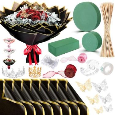 Imagem de Kit de fabricação de buquês DIY XunYee Money Bouquet com papel de embr
