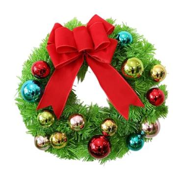 Imagem de IEUDNS Guirlanda de Natal Decoração de Natal Laço Decorativo Nó Presente de Inauguração de Casa Guirlanda Artificial com Bolas Enfeite para Celebração, 30cm