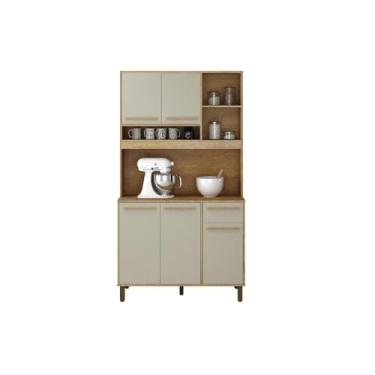 Imagem de Armario de Cozinha 5 Portas 1 Gaveta Cinamomo/Off White Ametista Valde Moveis