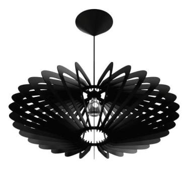 Imagem de Luminária Teto Tipo Pendente Em Mdf Mercúrio Completa - Preta - LENOBR