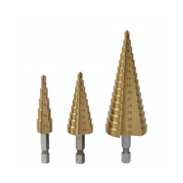 Imagem de Kit 3 Brocas Escalonadas Titânio Hss 12-32mm - LUATEK