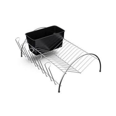 Imagem de Escorredor De Louça Em Aço Com Porta Talheres - Stolf Preto