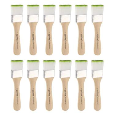 Imagem de HARFINGTON 12 pincéis pequenos de tinta plana de 3 cm e lascas de nylon com cabo de madeira para pintura de arte faça você mesmo, móveis, gabinete, cercas, deck, parede, porta, verde,