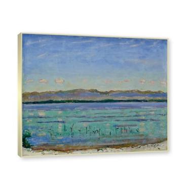 Imagem de Moldura de champanhe. Pinturas a óleo famosas, (paisagem 04) por Ferdinand Hodler, reprodução impressa em tela, arte de cenário para decoração de sala de estar. 60 x 72 cm-23,6 x 28,3 pol