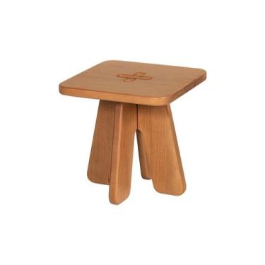 Imagem de Banqueta Madeira Baixa Cozinha Quadrada 40 cm Mimo Avelã Meu Móvel de 