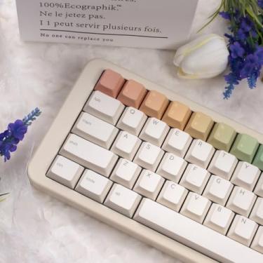 Imagem de SUEHIODHY Rainbow PBT Keycap, Minimalist Cute Keyboard Keycap