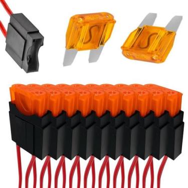 Imagem de Kit 10 Porta Fusível Max Fio 4mm + 10 Fusíveis 40 Amperes - PERMAK