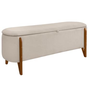 Imagem de Calçadeira Sapateira Bau Organizador Estofado Puff Baú para Armazenamento em Quarto e Escritório - Móveis para Quarto, Minimalista Modern, Recamier(Bege)