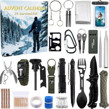 Imagem de Kit de sobrevivência calendário do advento 2025 adolescentes meninos adultos homens calendário de contagem regressiva equipamentos de sobrevivência e suprimentos presentes bússola caminhadas
