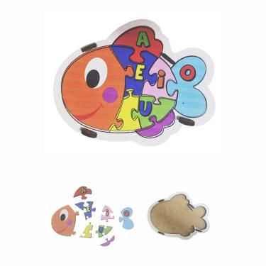Imagem de Brinquedo Educativo Quebra Cabeça Infantil Peixe Peixinho
