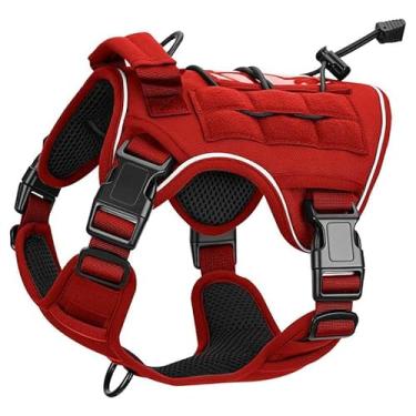Imagem de Peitoral tático resistente para cães grandes, colete refletivo ajustável sem puxão com sistema Molle, controle de nível militar K9 para treinamento de serviço, atividades ao ar livre e mais de 10