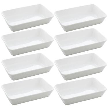 Imagem de Conjunto 8 Assadeiras de Porcelana Branca Travessas 30x20cm Restaurante Buffet Lyor