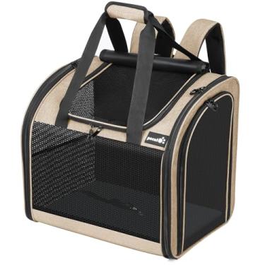 Imagem de Pecute Mochila para gatos com espaço interior alargado, mochila para cães atualizada com várias maneiras de transportar, mochila para animais de estimação com malha respirável, bolsa de transporte