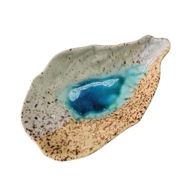 Imagem de wsmart Tigela decorativa pequena para decoração de casa, prato de doces, joias, mesa de escritório, presente (cerâmica azul petróleo)