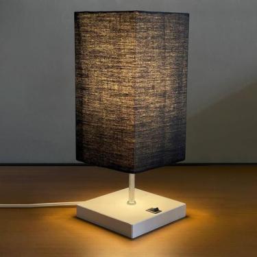 Imagem de Abajur Luminaria De Mesa Clássico Quadrado alumínio Com interruptor e 
