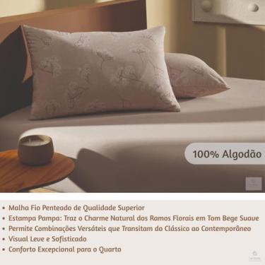 Imagem de Jogo de Cama Casal Altenburg 3 Peças Algodão Malha Fio Penteado  Lenço