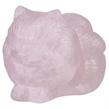 Imagem de moonsix Natural Rose Quartz Crystal Cat Statue for Home Decor, Hand-Carved Animals Cute Cat Figurines for Yoga Meditation