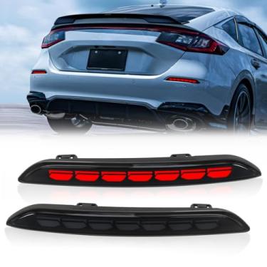 Imagem de VGETTING Luzes refletoras traseiras de LED completas para Honda Civic Hatchback 2022 2023 2024 para-choque traseiro com seta sequencial, lente fumê de luz de freio