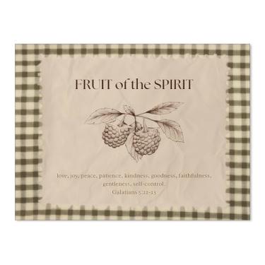 Imagem de ZERFVTG Fruit of The Spirit Citações arte de parede escrituras bíblicas cristãs pôster vintage verde treliça versos impressões em tela para sala de oração religiosa decoração de parede 30,5 x 40,6 cm