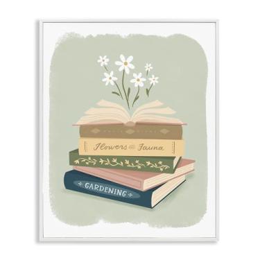 Imagem de Stupell Industries Open Book Stack Gardening Theme White Framed Giclee Art, design por Sandra Picco, 20 x 16