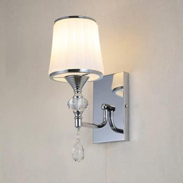 Imagem de Luminária de parede de cristal retrô, luminária moderna para penteadeira, luminária cromada para banheiro com cúpula de vidro branco leitoso, mesa de penteadeira de meados do século, ilumina