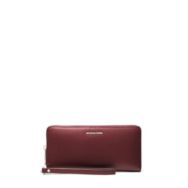 Imagem de Michael Kors Jet Set Travel Continental, Ferragens prateadas/couro Sahara/Oxblood