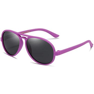 Imagem de LEICO FASHION Óculos de sol aviador polarizados para meninos e meninas de 0 a 4 anos - Armação emborrachada inquebrável