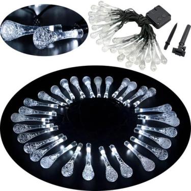 Imagem de Pisca Cordão Natalino Solar Jardim 20 Gotas LED Branco De 5m - Genéric