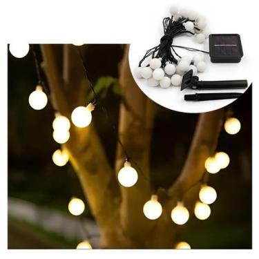 Imagem de Pisca Cordão Natalino Solar Jardim 20 Bolinhas Amarelo De 5m - Genéric