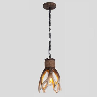 Imagem de TLTDSMY E27 Lustre de iluminação luxuoso com chifre vintage americano, lustre de iluminação de luxo com luz de resina criativa, para sala de jantar, corredor, barra de entrada, cartão de luz, lustre