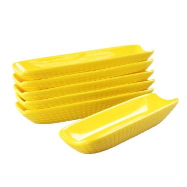Imagem de LIUYWYHCF Suportes de espiga de milho Ceramic Select 23 cm, conjunto de 6 pratos brancos, para nozes, azeitonas, lanches, queijo, fundo antiderrapante – Seguro para micro-ondas e lava-louças