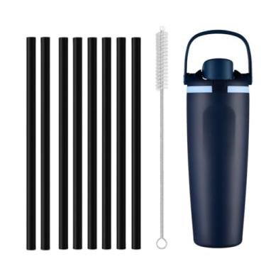 Imagem de Canudos de substituição compatíveis com garrafa de água Owala Freepsip Sway, 850 g, canudo de grau alimentício compatível com Owala Freepsip 680 g, 947 ml, com 8 canudos reutilizáveis e escova de