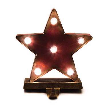 Imagem de glitzhome 19 cm H Star Christmas Stocking Holder Letreiro LED operado por bateria