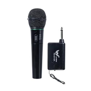 Imagem de Microfone Dinâmico Profissional Sem Fio com Receptor e Cabo P10 para Voz, Eventos e Karaokê