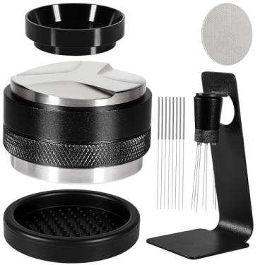 Imagem de Kit de acessórios de café expresso de 51 mm, distribuidor de café e nivelador de adulteração, ferramenta WDT inoxidável 316 com suporte magnético e conjunto de funil de dosagem para máquinas de café